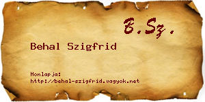 Behal Szigfrid névjegykártya